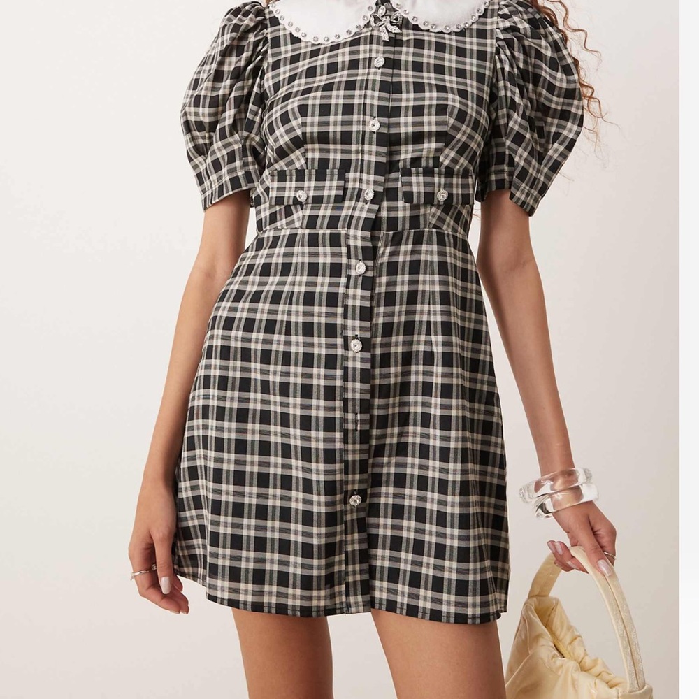 Plaid Puff Sleeve Sister Jane Dress